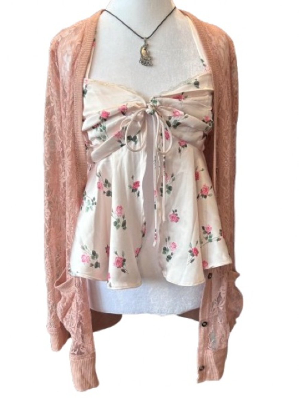 NWT Princess Polly Floral Cami & F21 Lace Cardigan Set - Coquette Size L